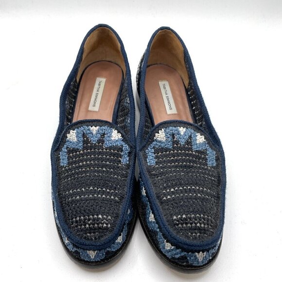 Tabitha Simmons Blakie Sol Blue-Multi Crocheted Slip On Loafers Women's 7.5 - Picture 2 of 13
